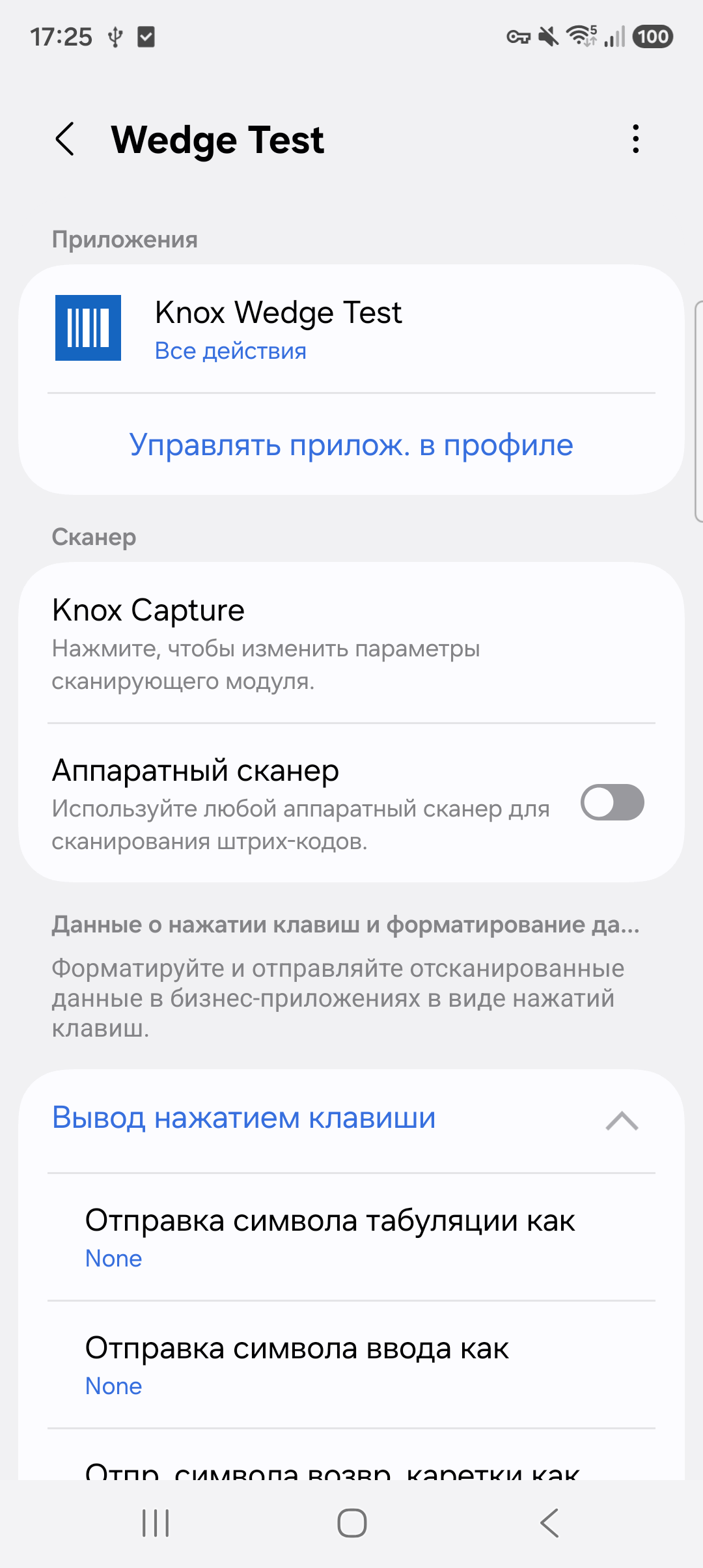 Параметры keystroke output